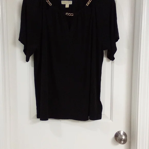 Michael Kors Black Blouse with Gold Accent - Picture 2 of 10